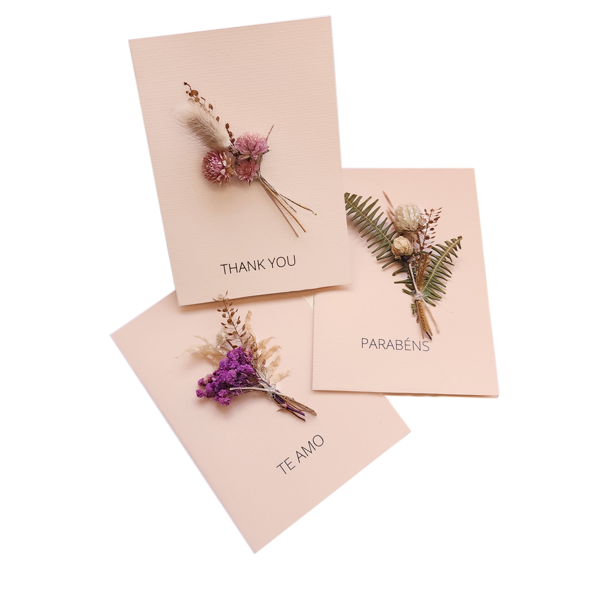 Cartões Romantic - Com Buquês de Flores Secas