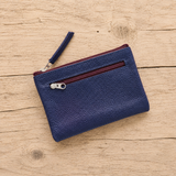 Mini Necessaire Olga - Azul Royal com Zíper Bordô