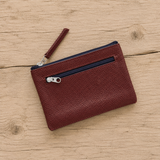 Mini Necessaire Olga - Bordô com Zíper Azul Marinho