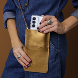 Porta-Celular em Couro com Alça - Bronze