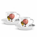 Jogo 2 Xícaras e Pires para Café Egan Italy Giramondo 100 ml - Branco