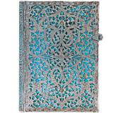 Caderno Paperblanks Silver Filigree Maya Blue Capa Dura Midi - Pautado