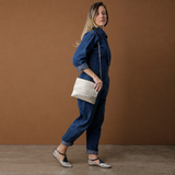 Bolsa Square em Couro - Ouro Claro