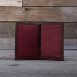 Carteira Masculina Strait em Couro - Café com Vermelho