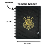 Caderno de Disco Caderno Inteligente Grande Capa Dura Preto Corinthians - Pautado e Liso
