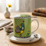 Caneca Mug Egan Italy para Chá com Infusor e Tampa Cocoricó 350 ml - Verde