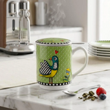 Caneca Mug Egan Italy para Chá com Infusor e Tampa Cocoricó 350 ml - Verde