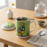 Caneca Mug Egan Italy para Chá com Infusor e Tampa Cocoricó 350 ml - Verde