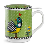 Caneca Mug Egan Italy para Chá com Infusor e Tampa Cocoricó 350 ml - Verde